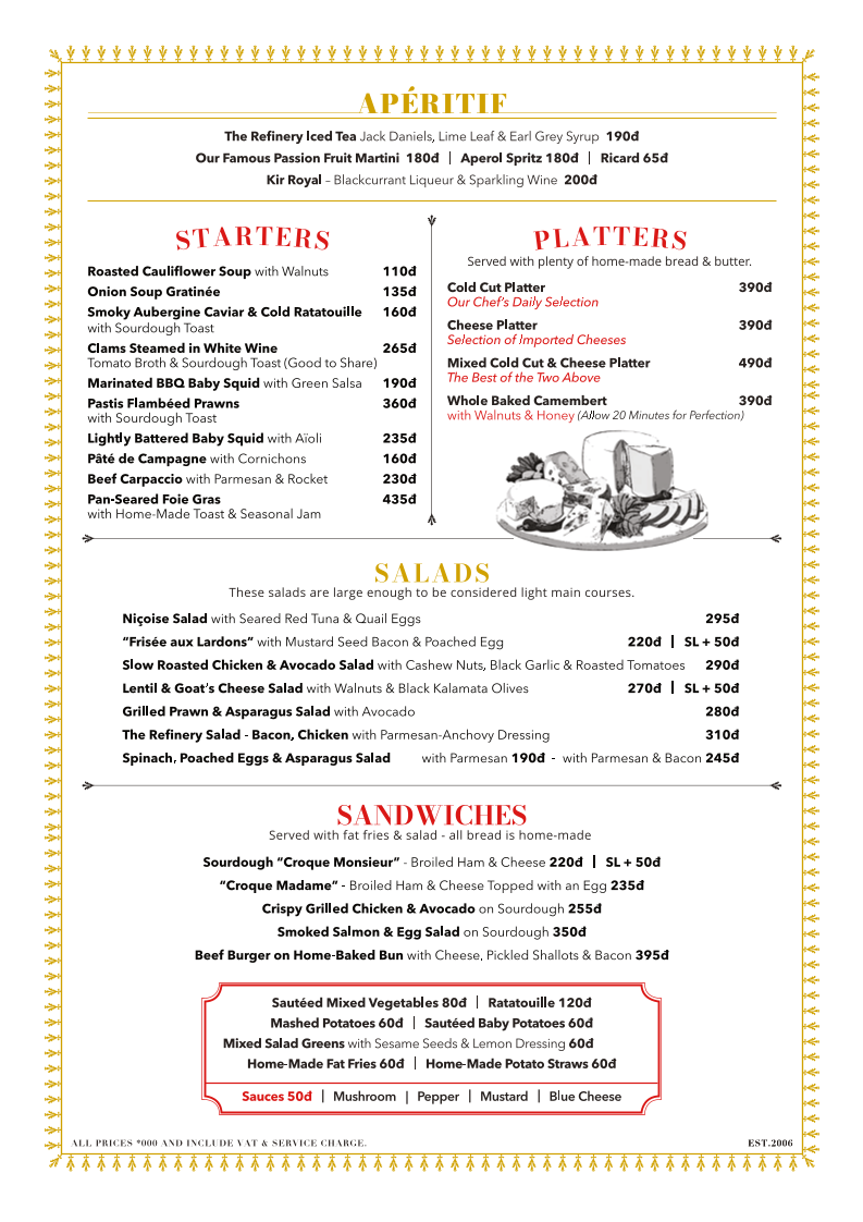 Menu - The Refinery Restaurant photo 3
