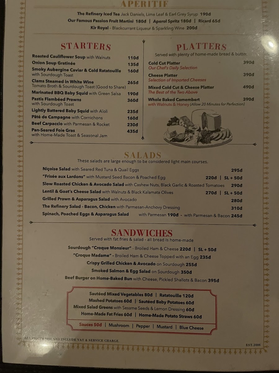 Menu - The Refinery Restaurant photo 5